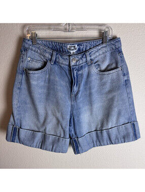 Future Collective Women’s Light Wash Blue Cuffed Denim Shorts Size 10 Cotton